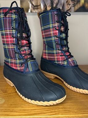 Sociology Joan Plaid Shearling Lined Duck Boots Women's Size 10